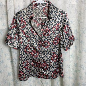 Vertigo Paris Blouse Womens Small Geometric Circles Polyester Silky